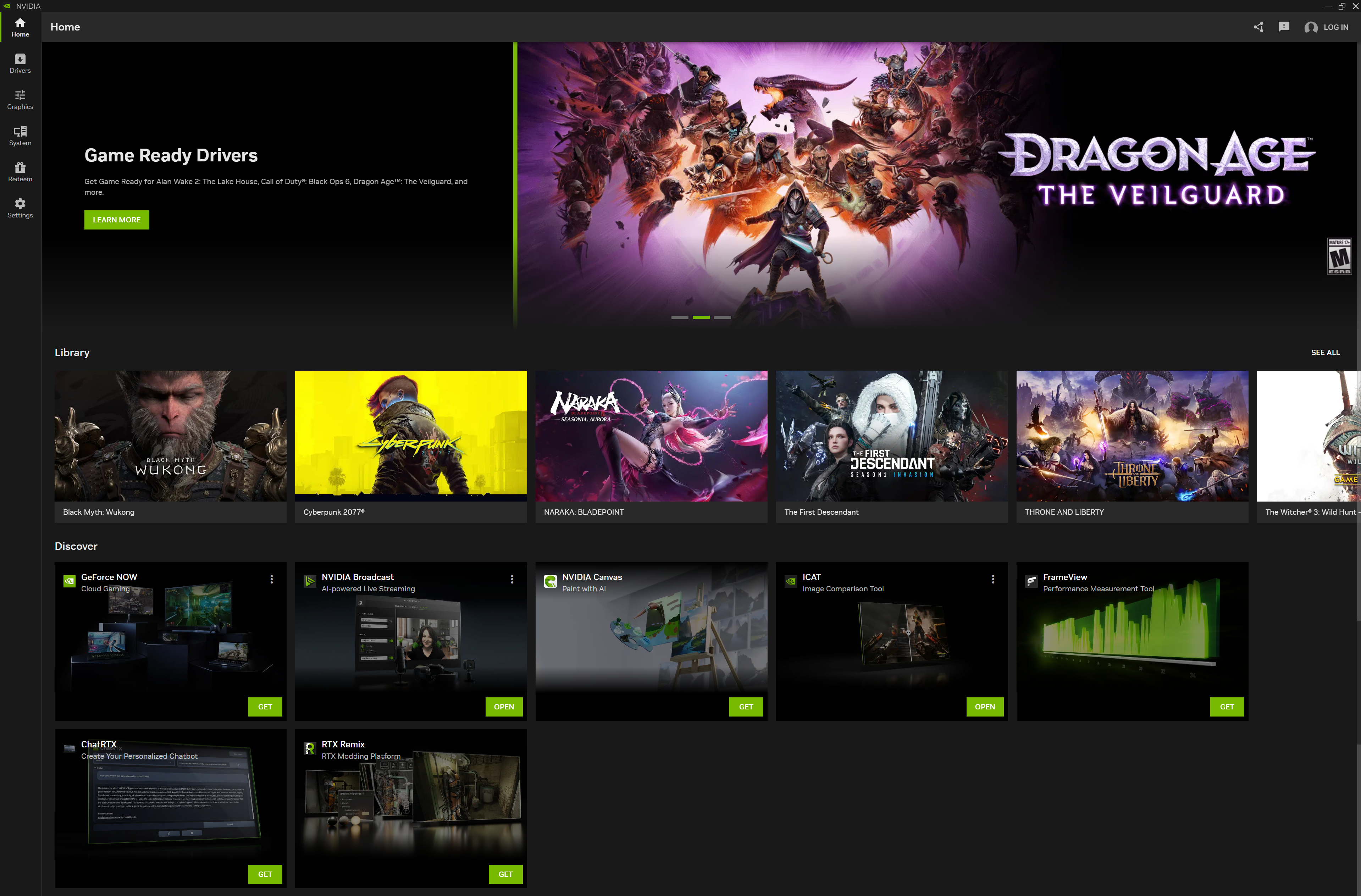 Nvidia App Dashboard