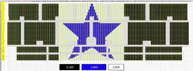 A stadium display designed in Excel