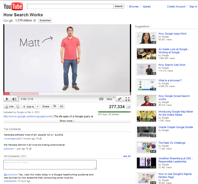 Sitio web de YouTube en 2011