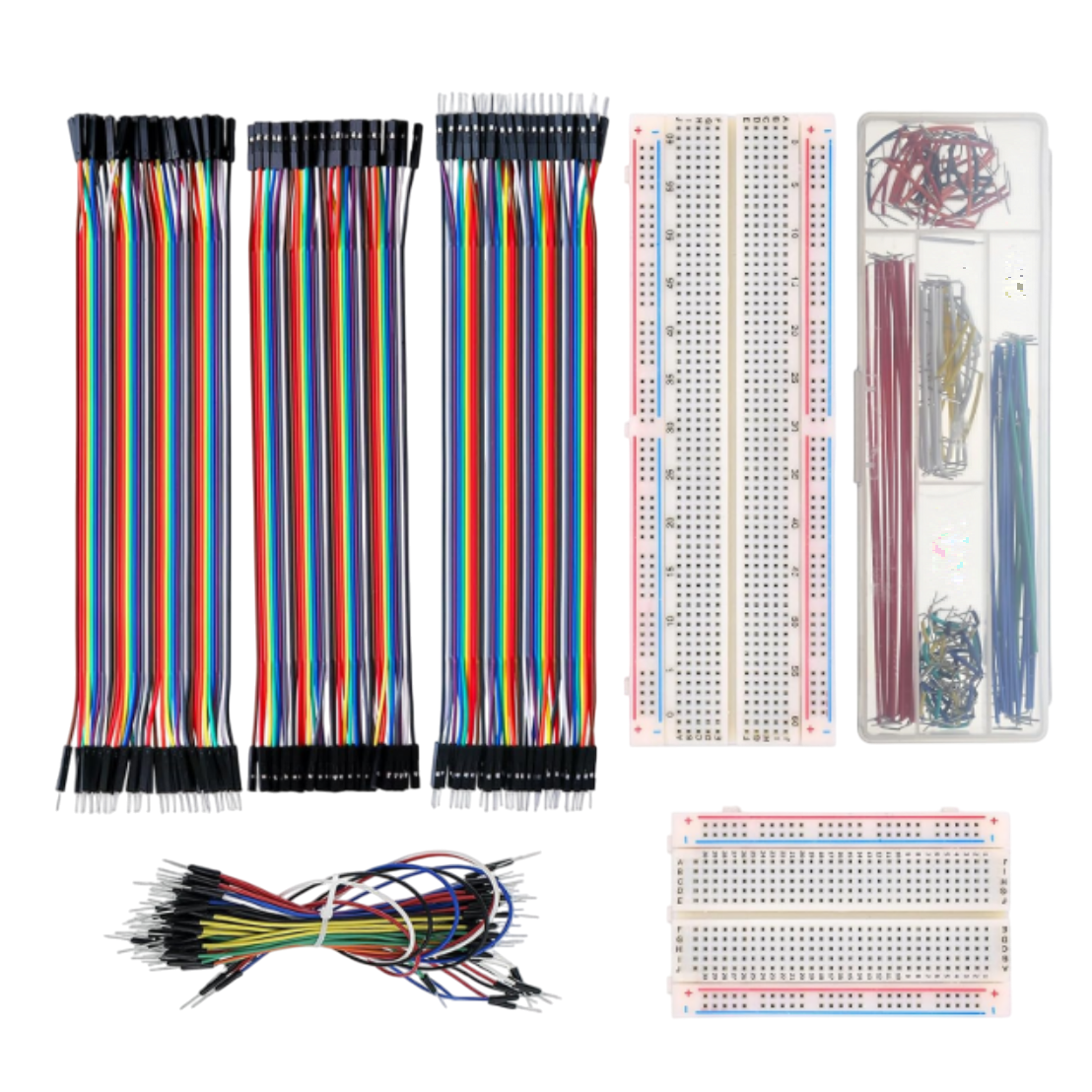 Una representación transparente del kit de cables puente para placa de pruebas Allecin