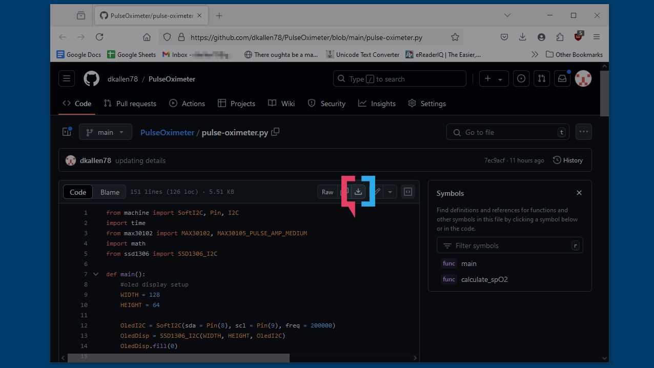 Página de código en GitHub que resalta el botón de descarga