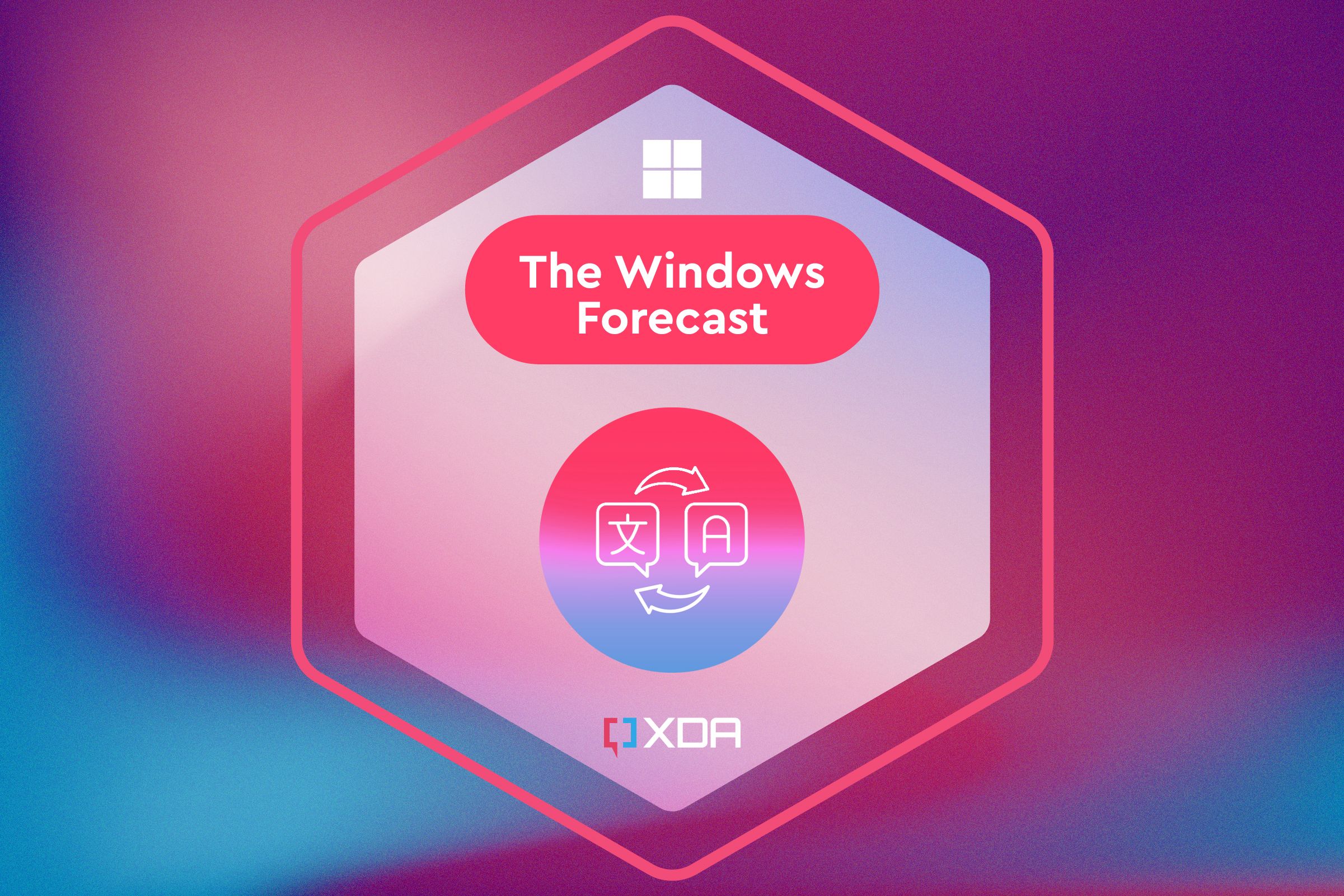 Texto que dice The Windows Forecast con un icono que representa la traducción debajo