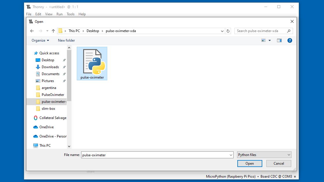 Thonny abre la ventana de archivo