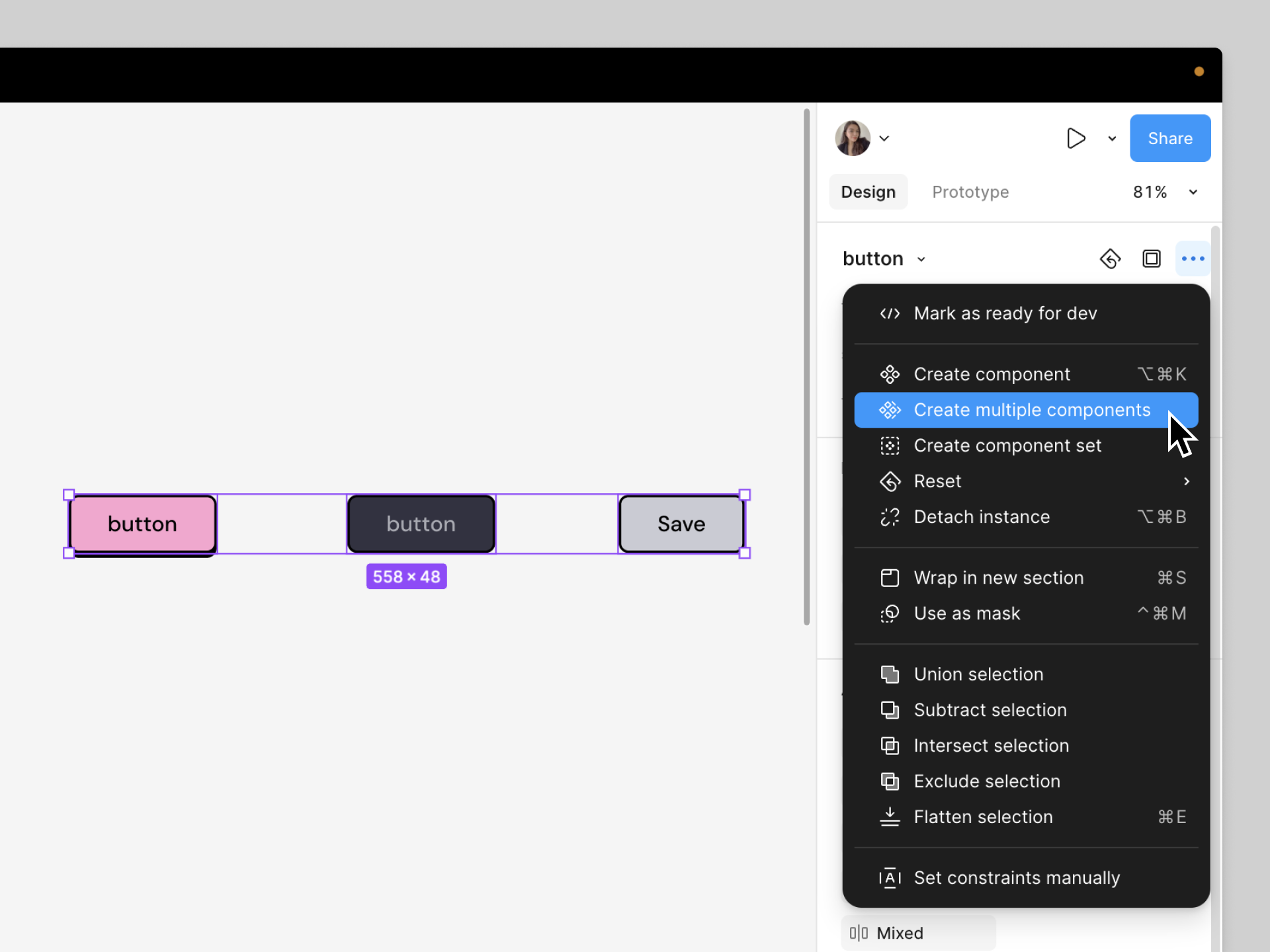 Creación de múltiples componentes en Figma