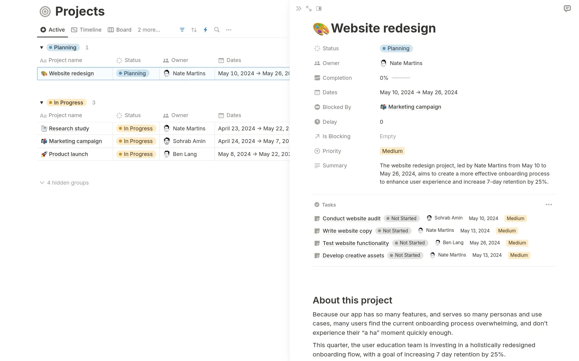 Detalles de la tarea de Notion Kanban