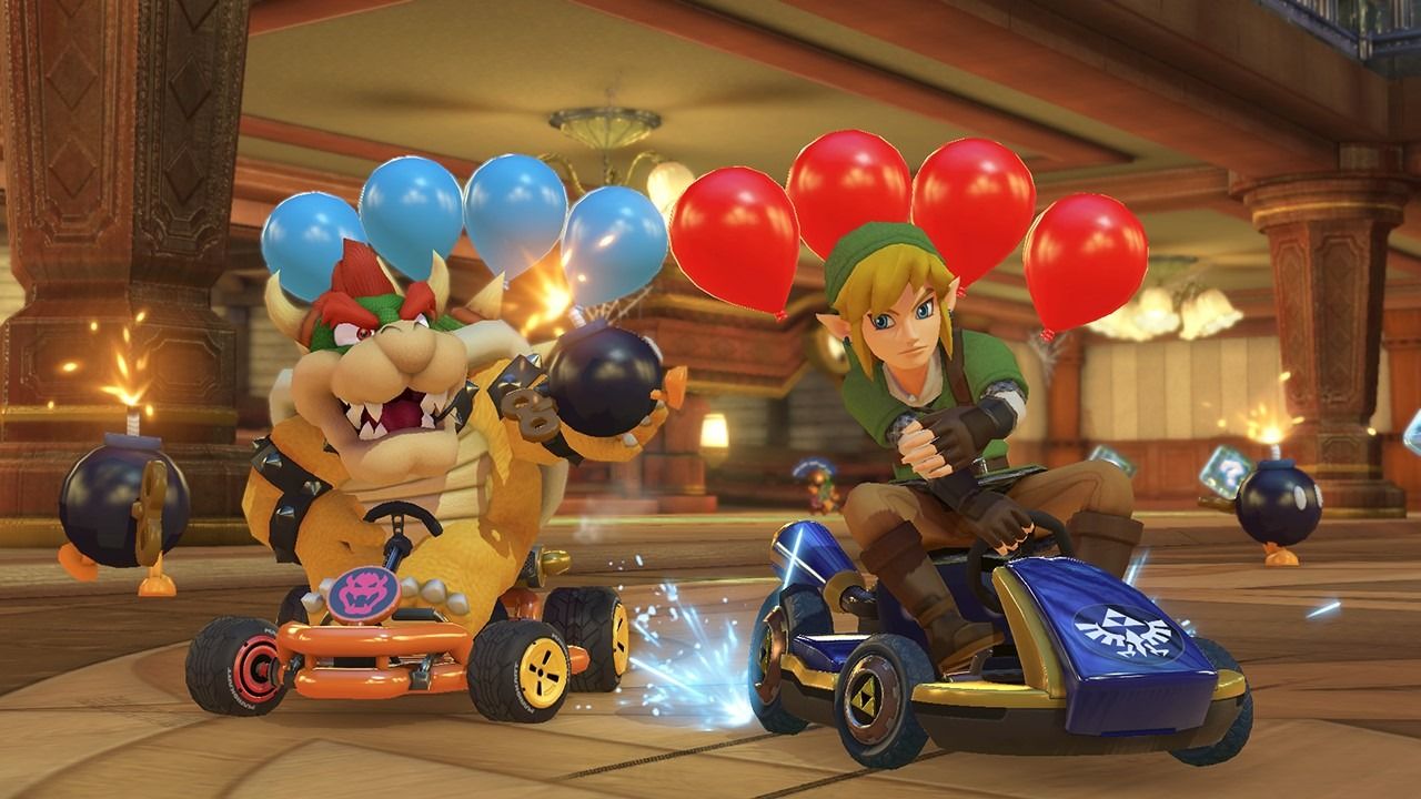Bowser and Link in Mario Kart 8 Deluxe