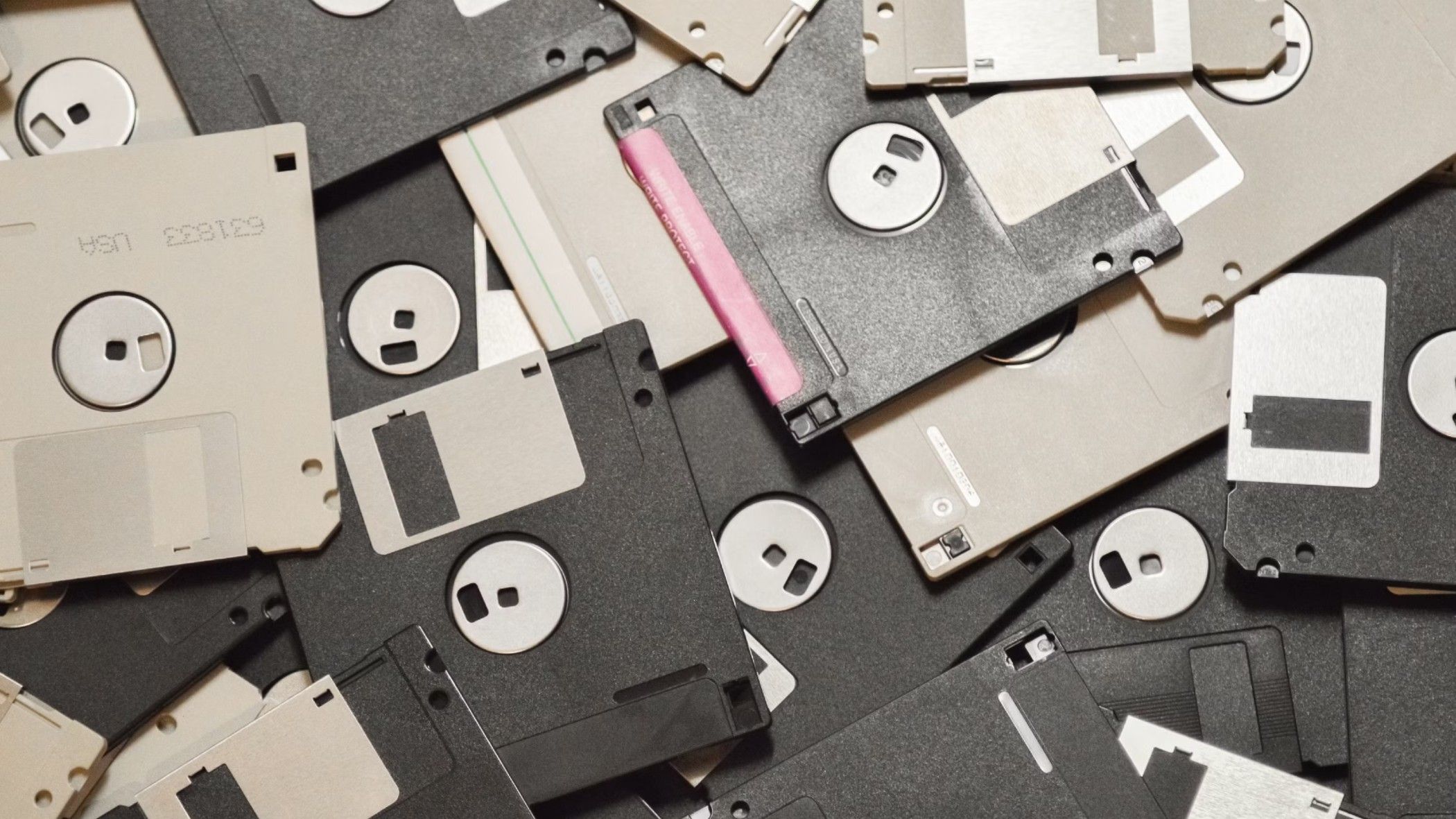 floppy disks in a pile