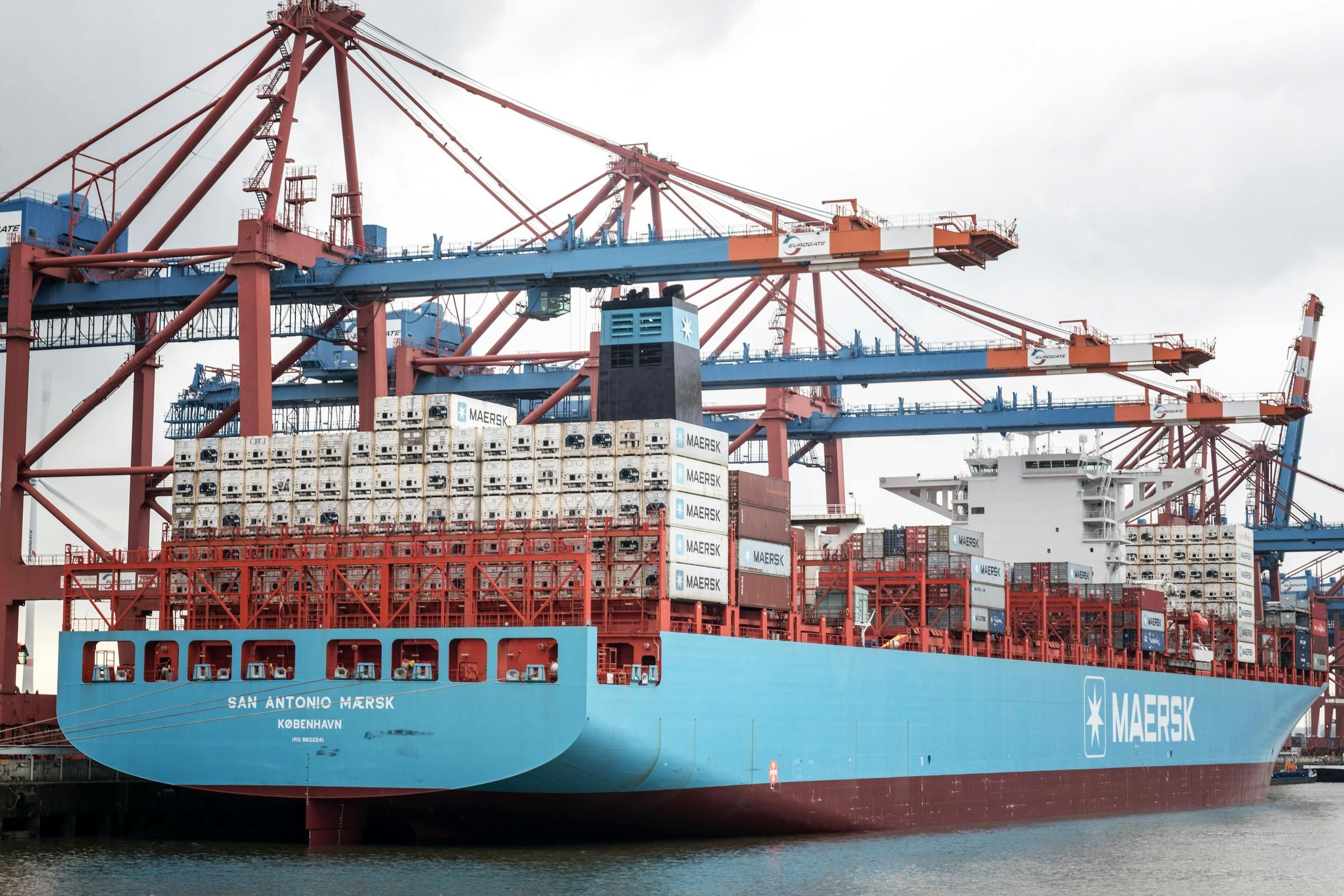 maersk cargo ship at dock
