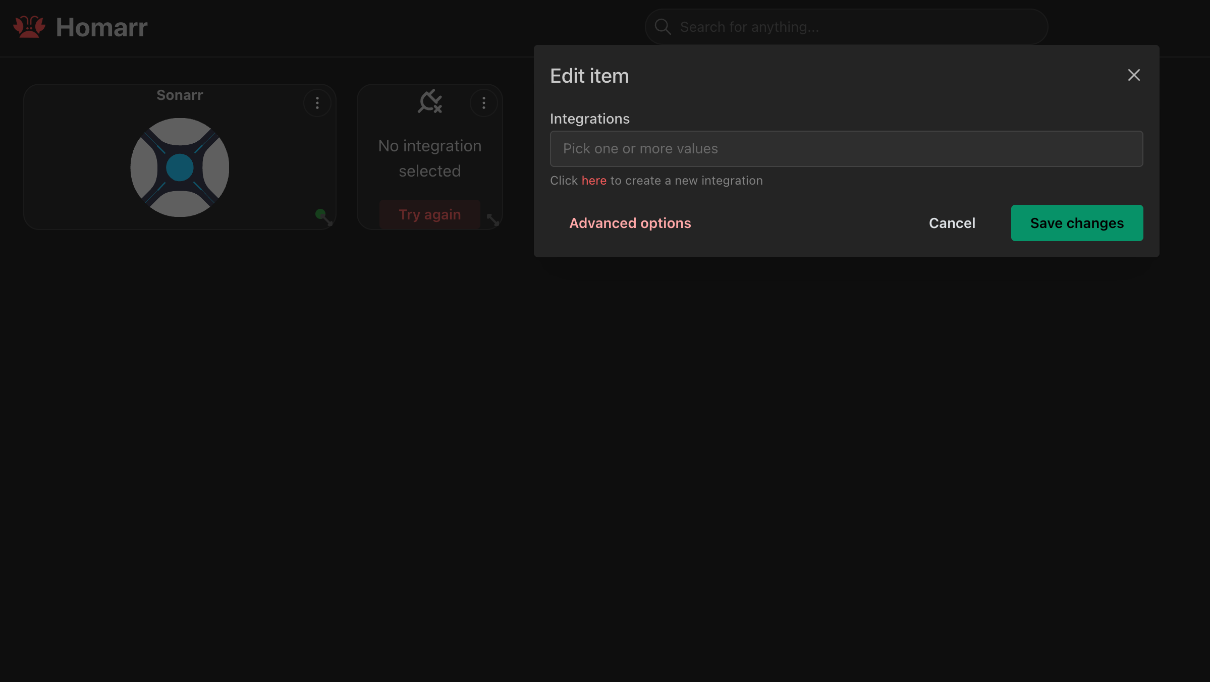 Homarr integrations