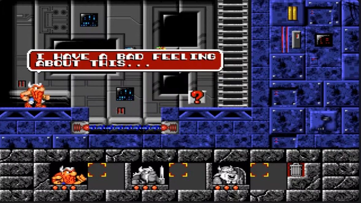 First level of The Lost Vikings on MS-DOS 