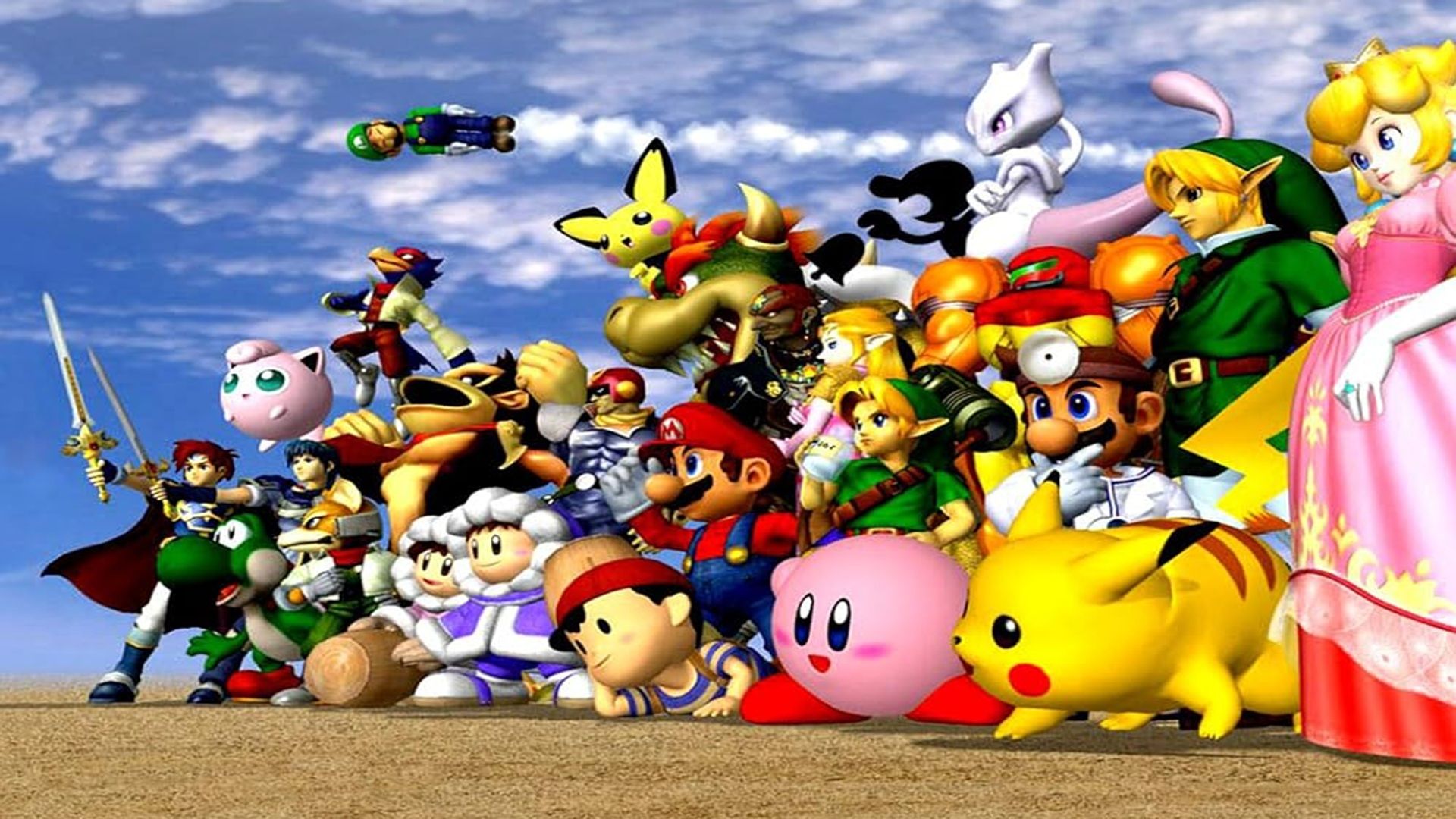 A promo shot for characters in Super Smash Bros. Melee