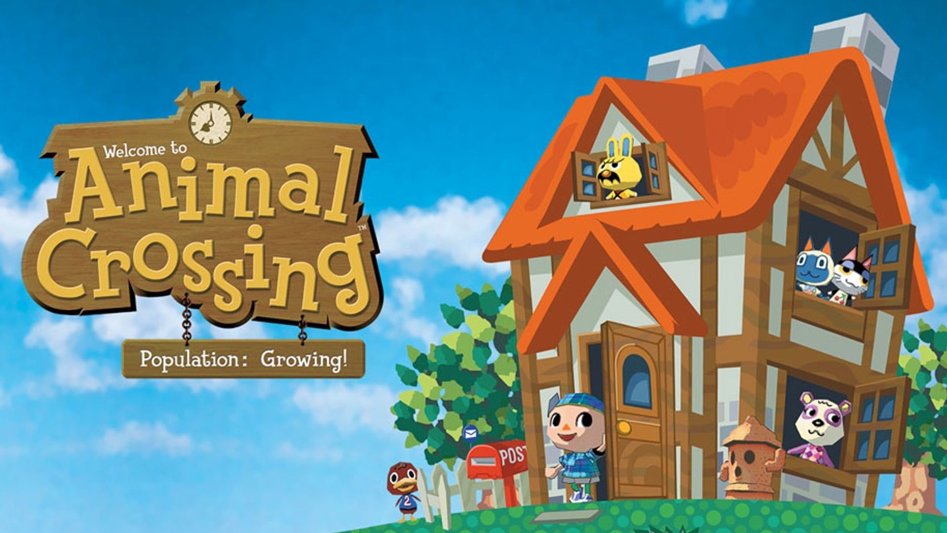 The key art for Animal Crossing on the GameCube.