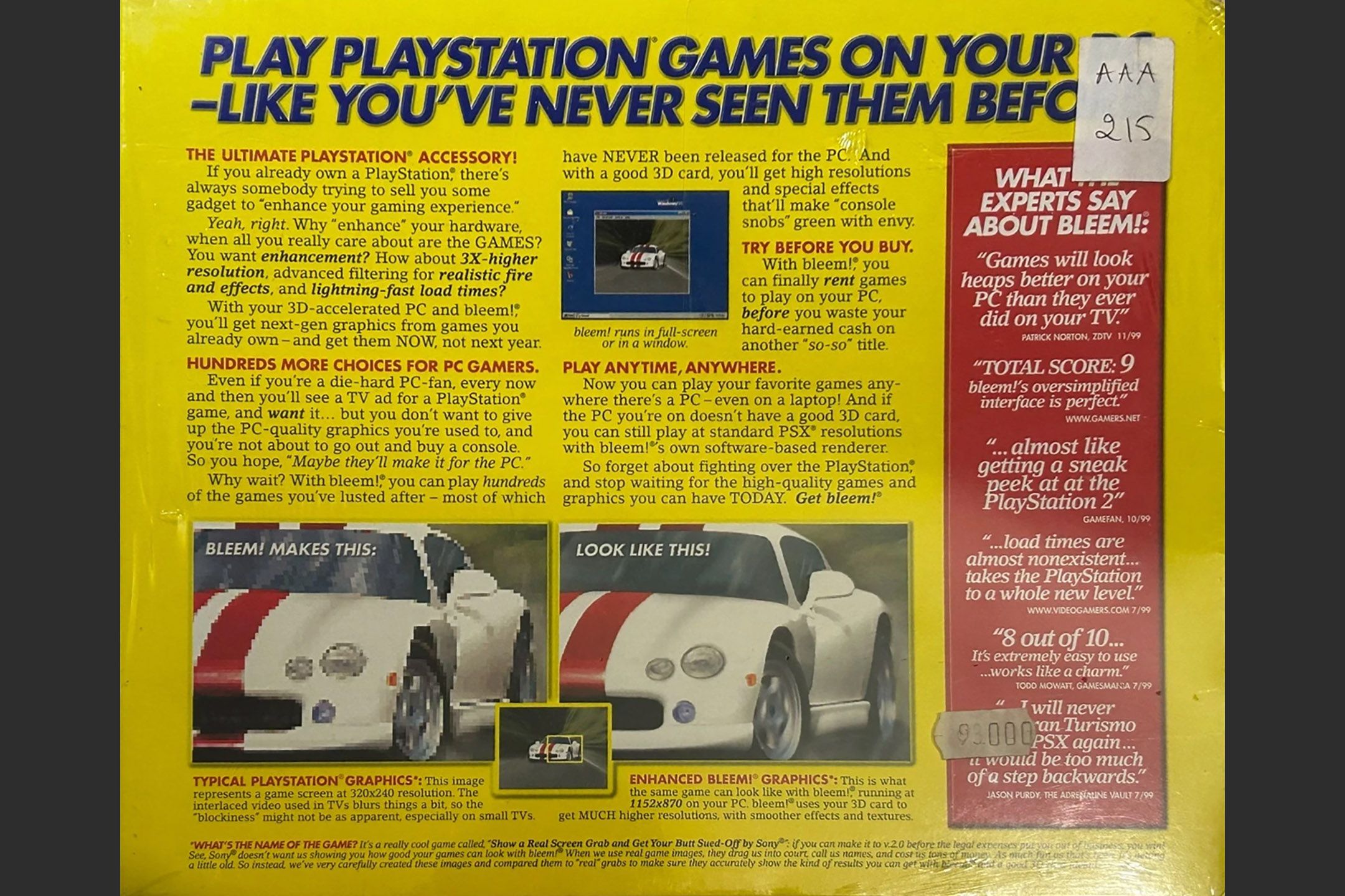 Bleem! Playstation PS1 emulator software for PC