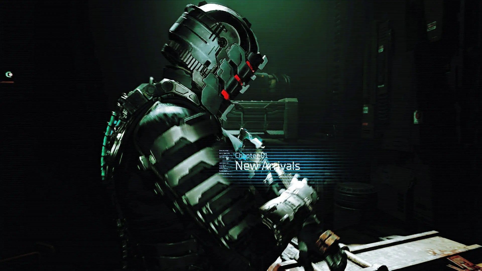 Dead Space Remake Dark Mode mod image showing Isaac in the dark