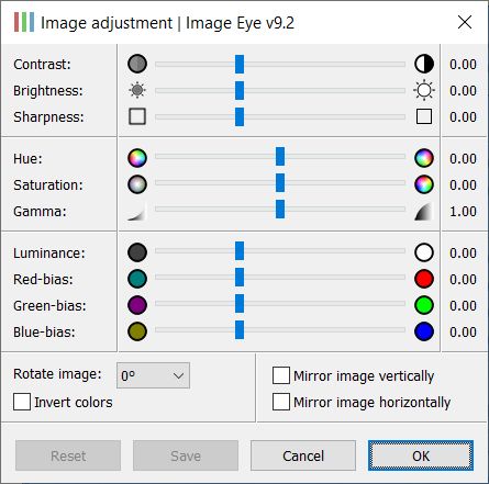 A screenshot of the simple image editing interface in ImageEye