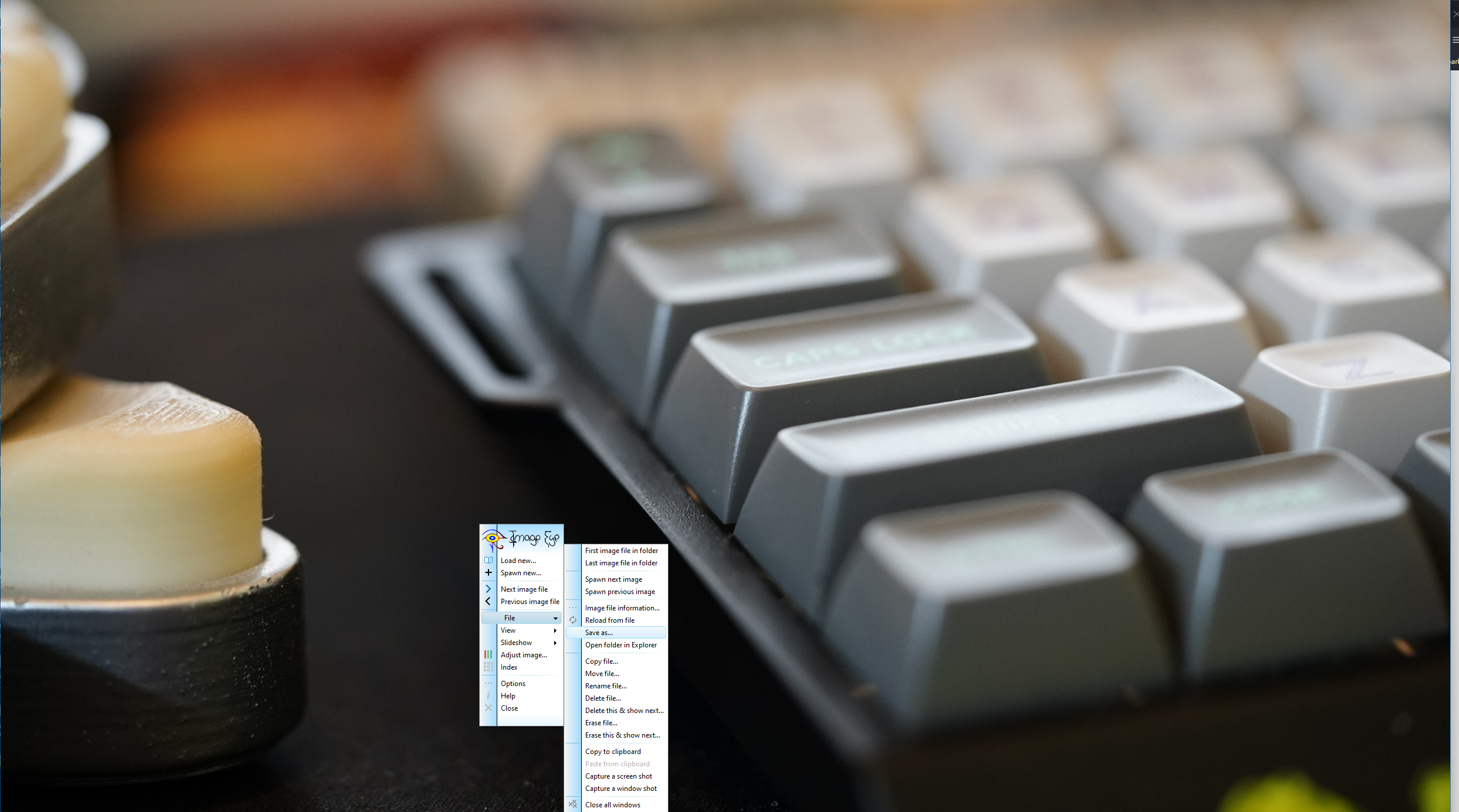A screenshot of an image displayed in ImageEye with the context menu opened