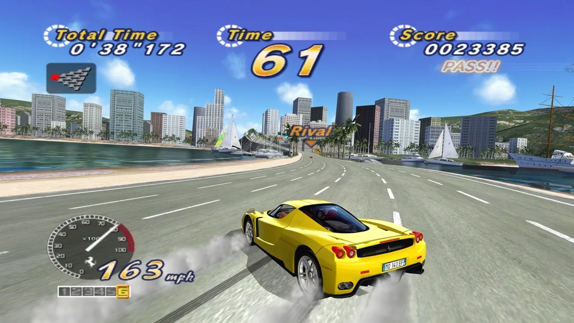 A screenshot of gameplay from OutRun 2006 Coast to Coast