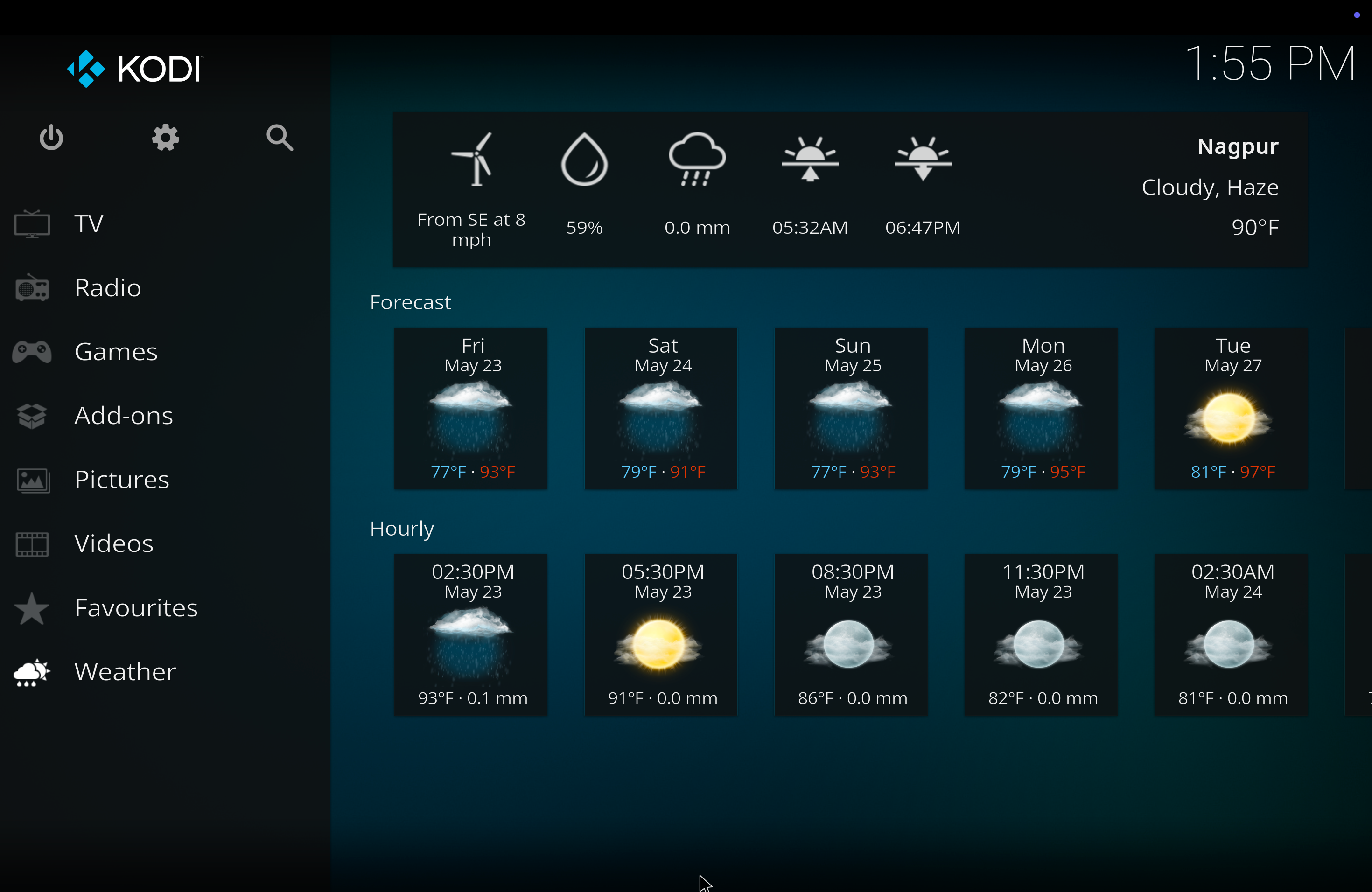Kodi weather settings
