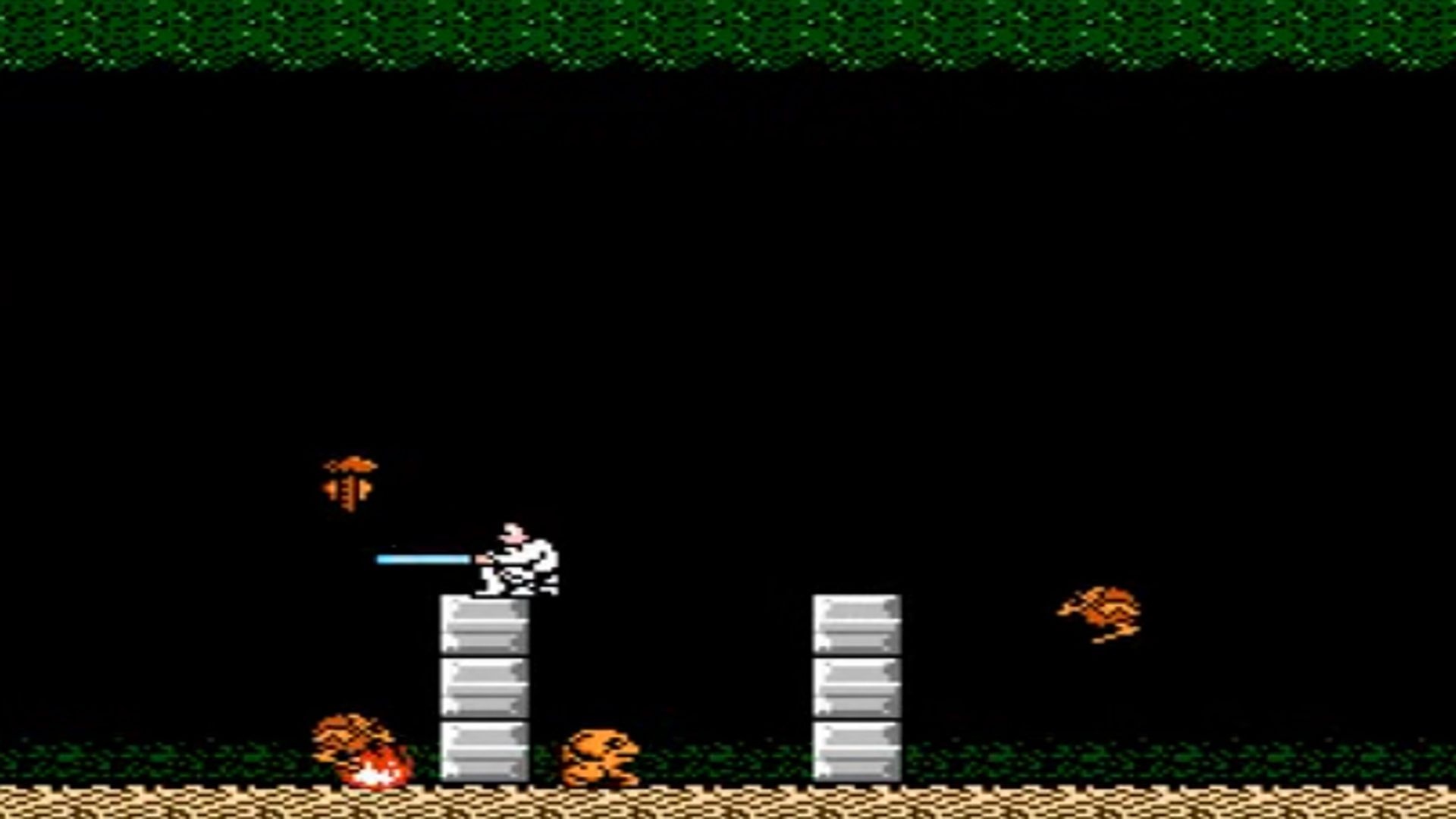 A screenshot of gameplay from Star Wars on NES