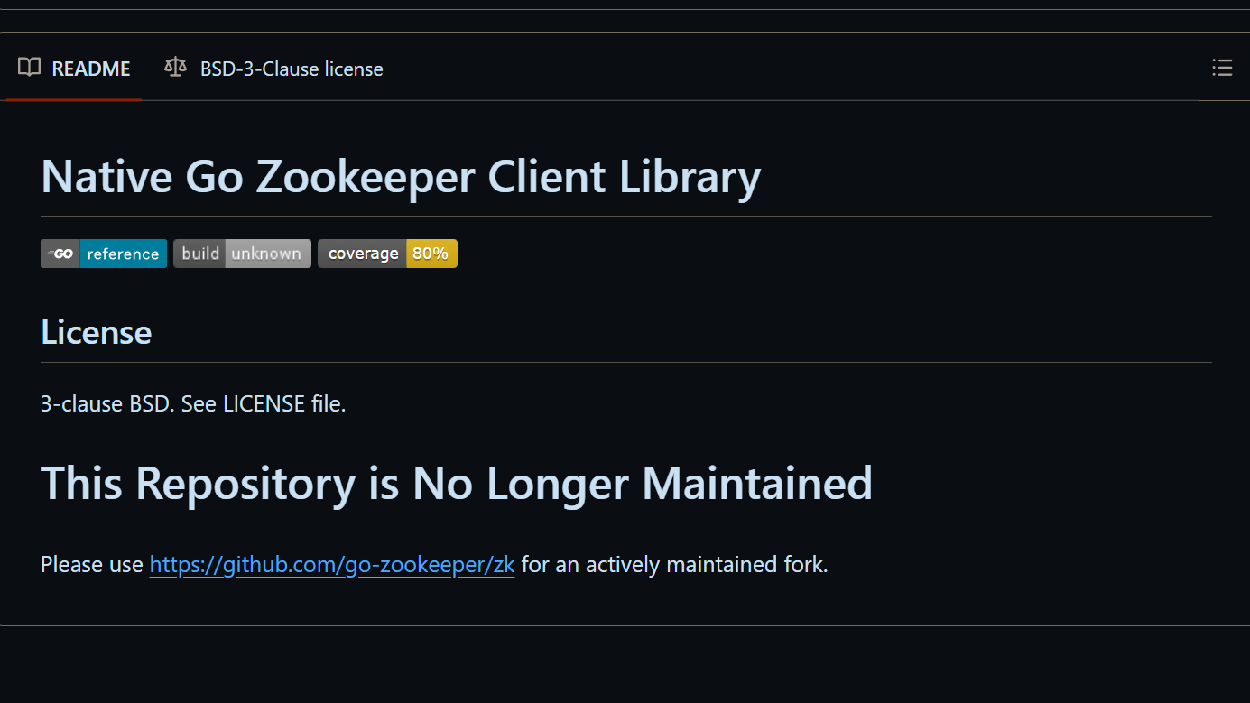 a notice on github that a repository is no longer maintained