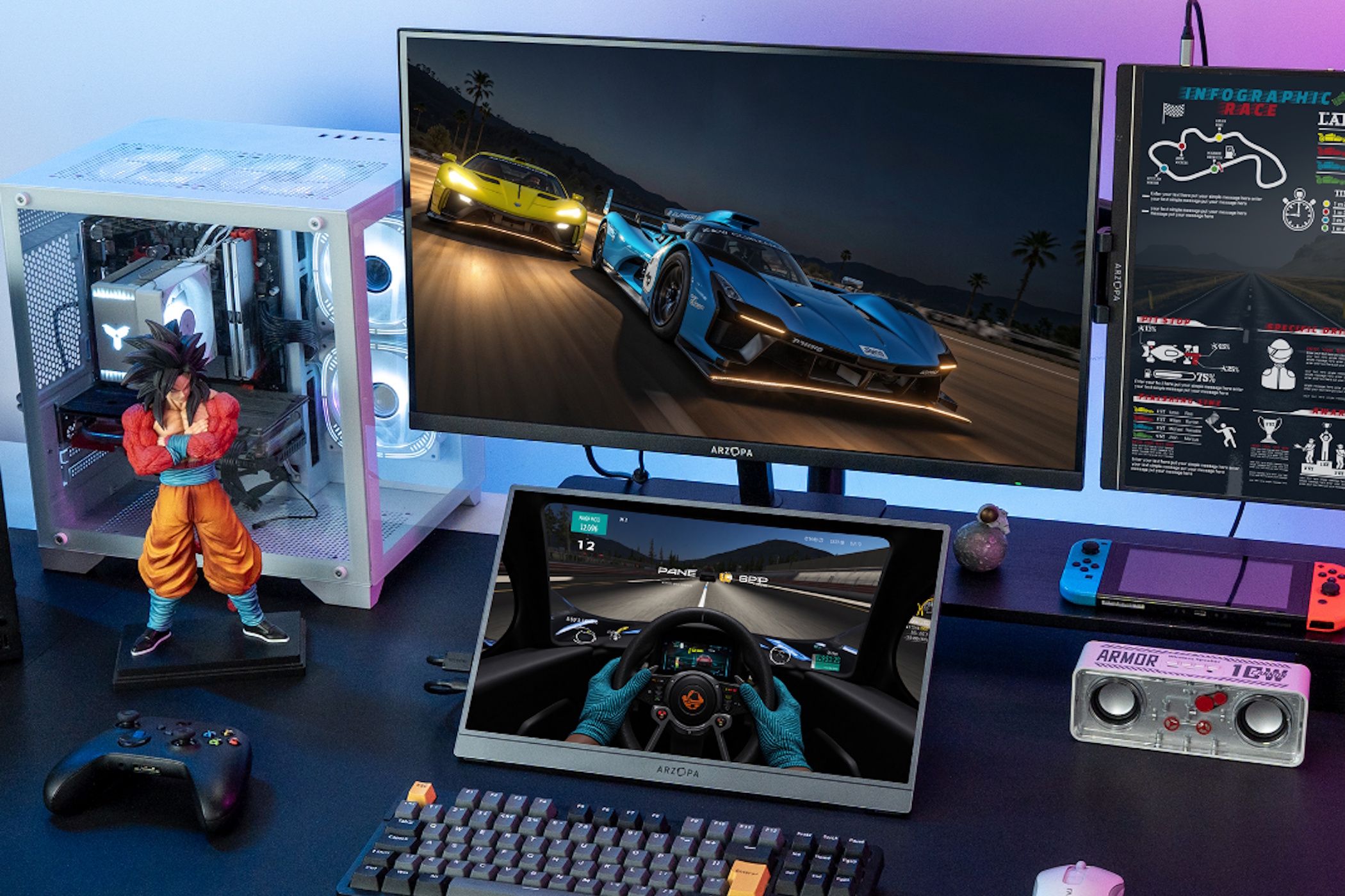 Arzopa Z1FC Grey Portable Monitor gaming setup
