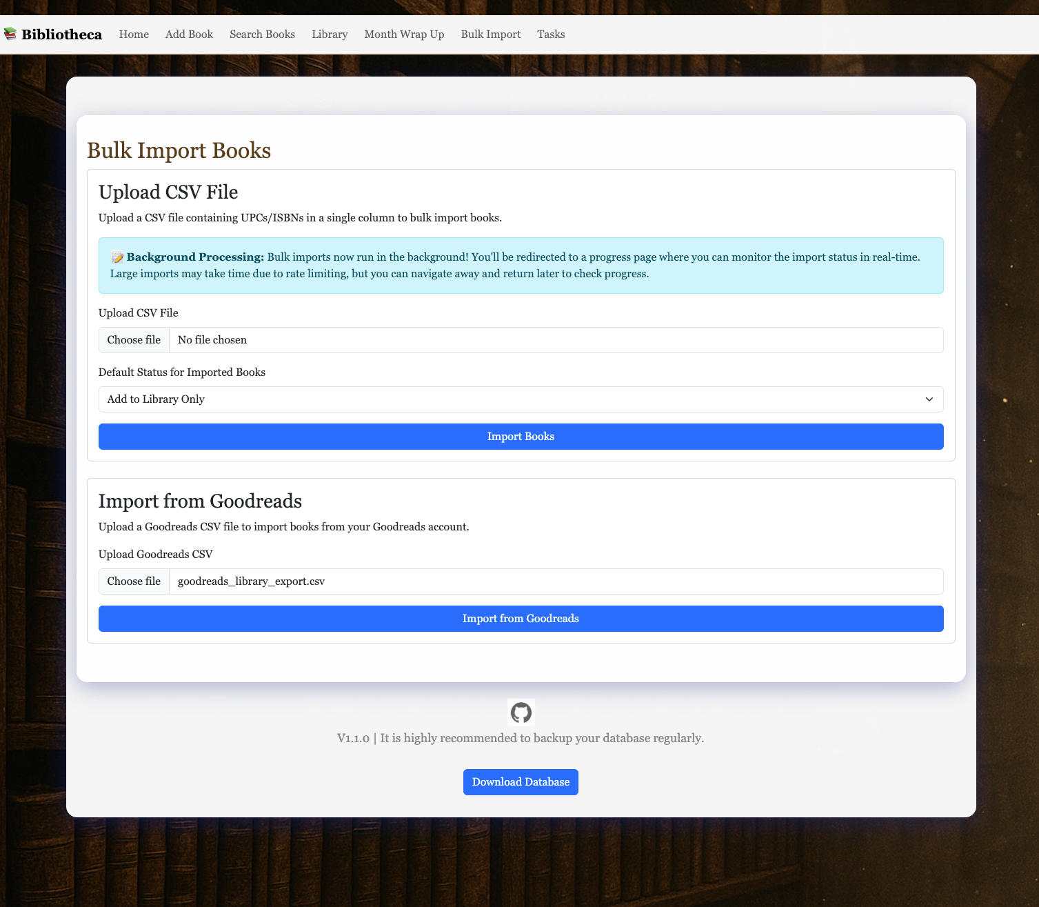 Bibliotheca csv upload