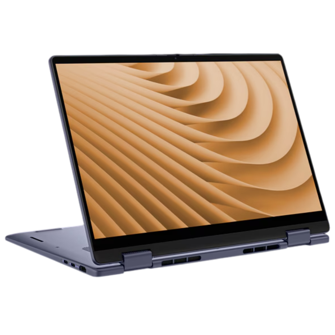 render of dell 14 plus 2-in-1 laptop folded out in presentation mode