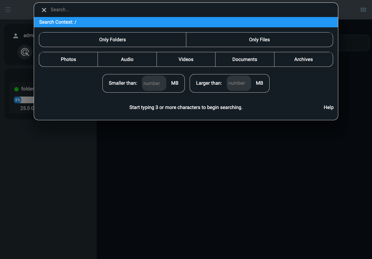 filebrowser quantum - file search