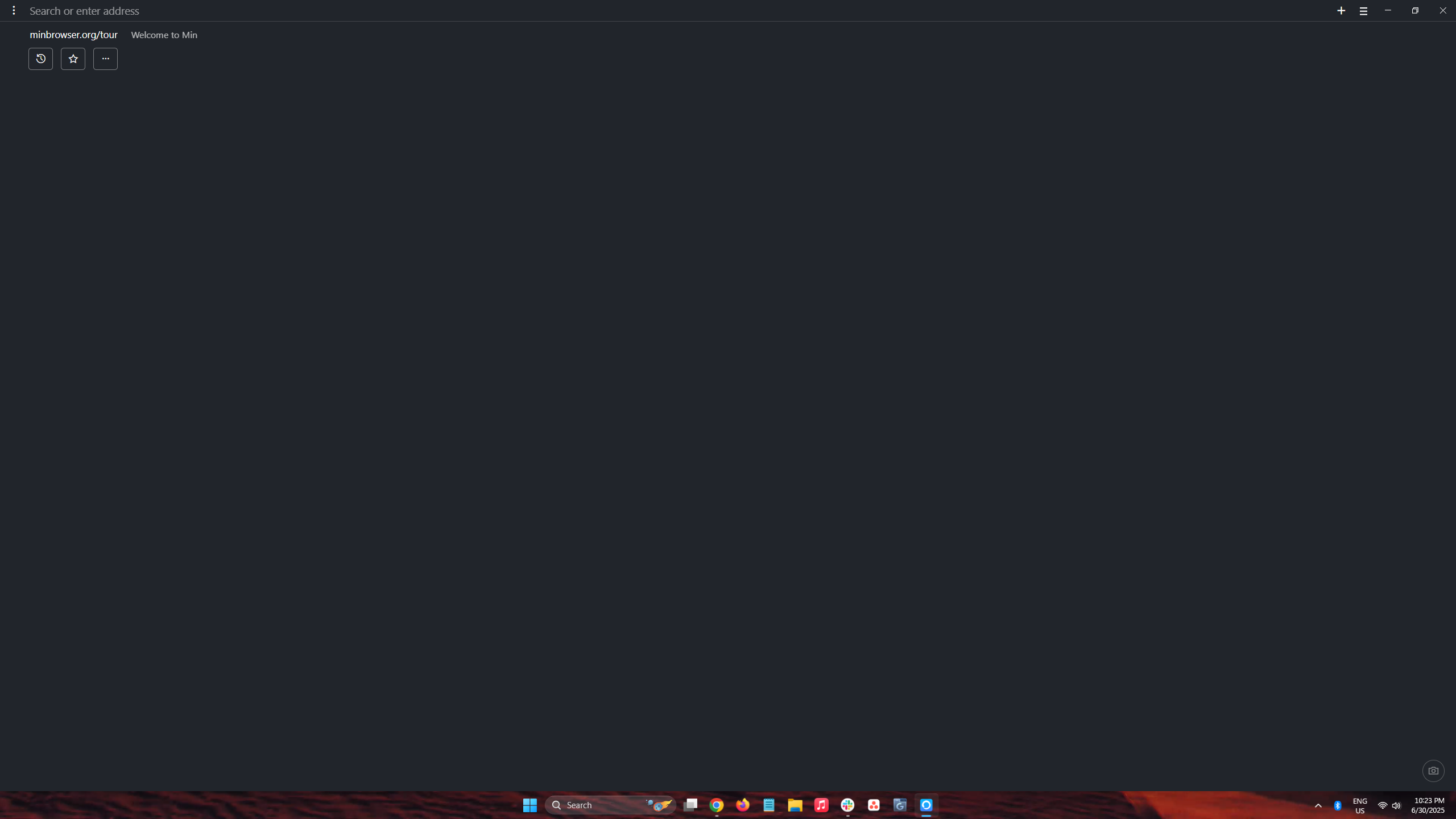 A screenshot of Min Browser