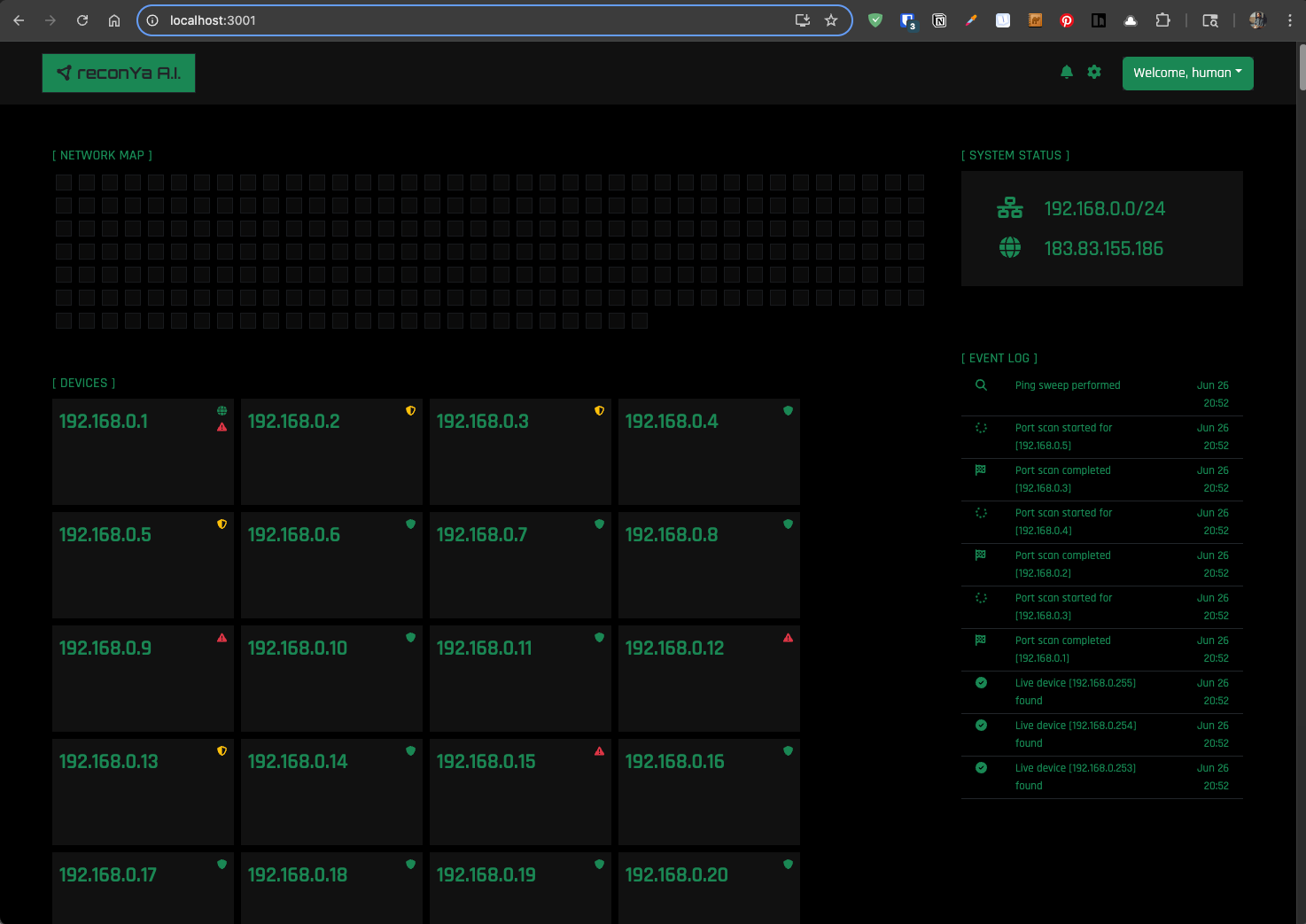 Reconya ai home page
