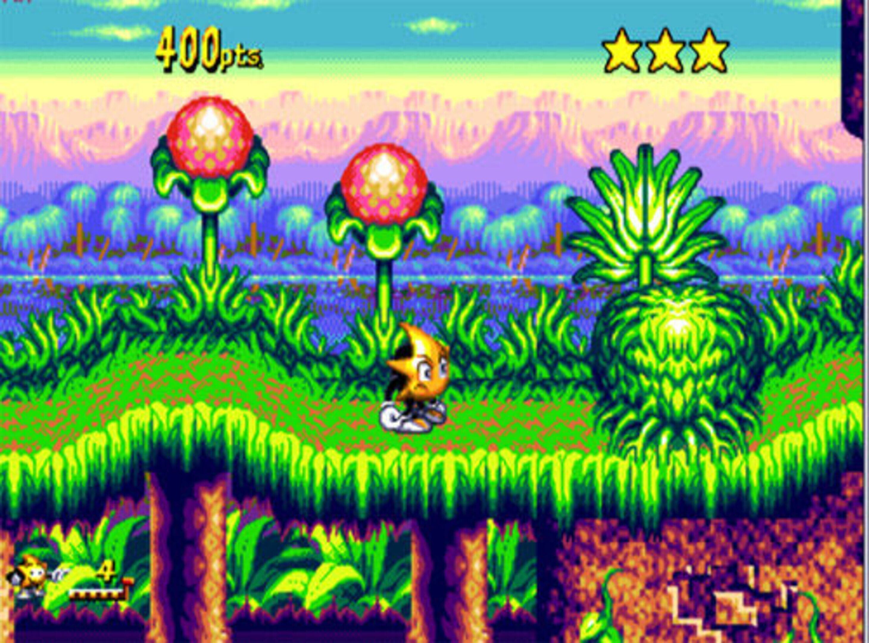 ristar gameplay in a grassy level