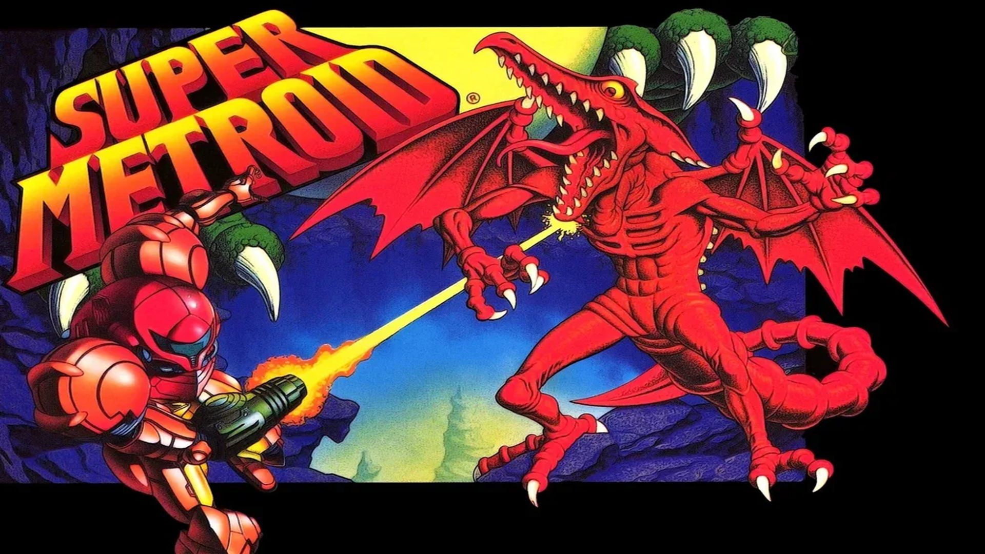 The clean box art for Super Metroid on the Super Nintendo
