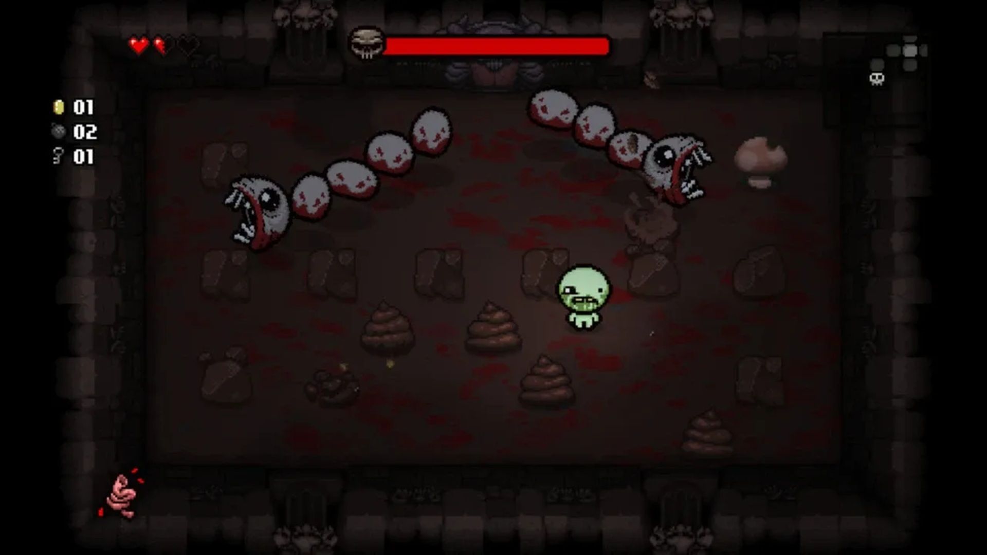 A screenshot of gameplay from The Binding of Isaac Rebirth