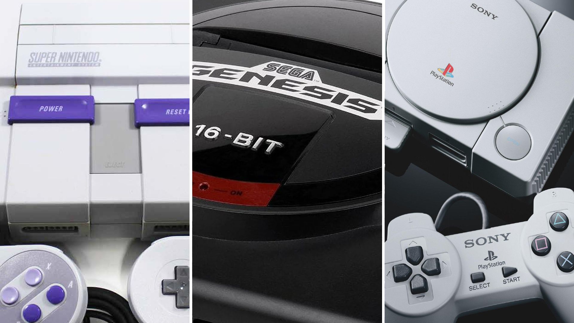 A combination of retro game consoles