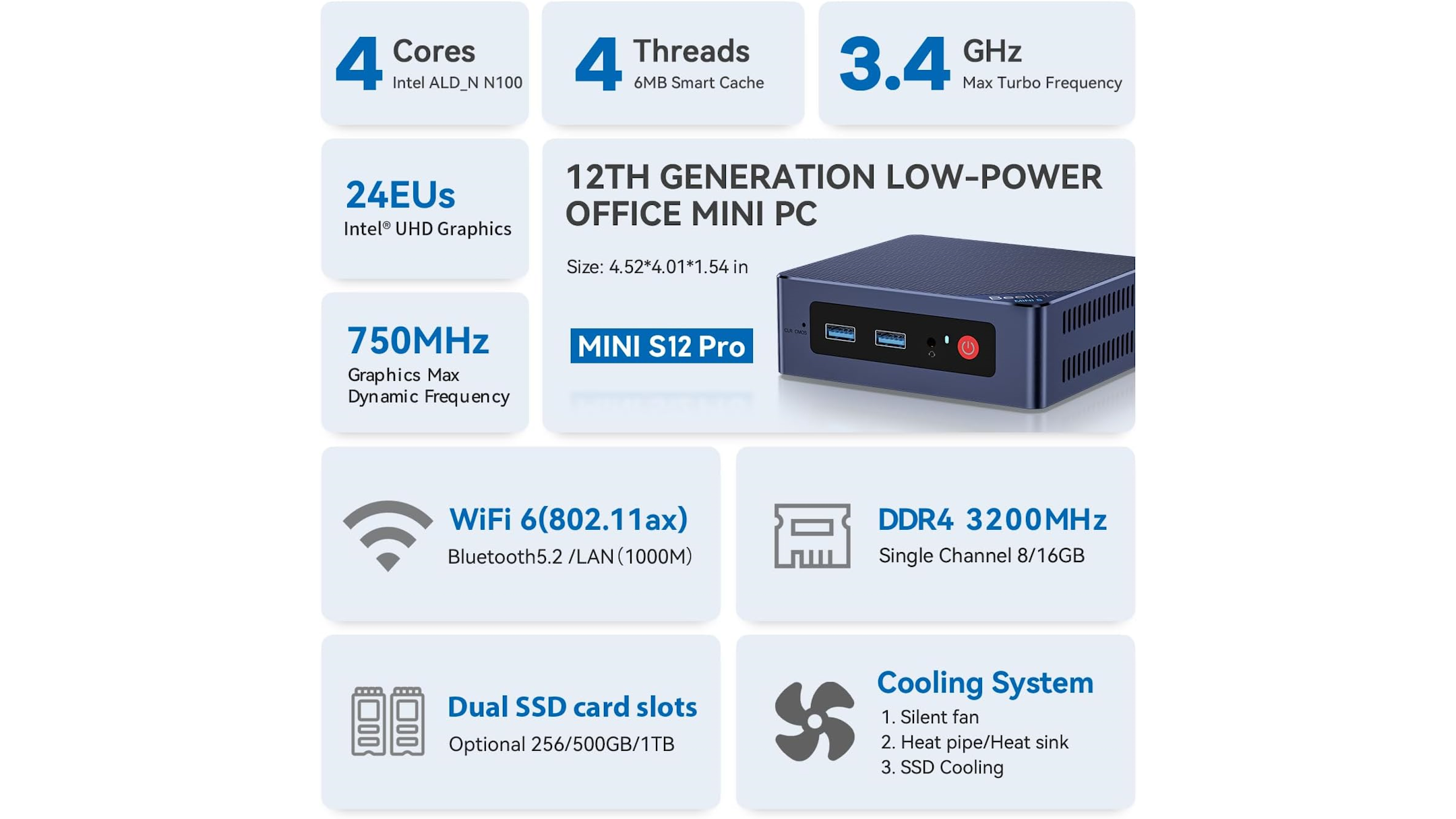 Beelink Mini S12 Pro Mini PC specs