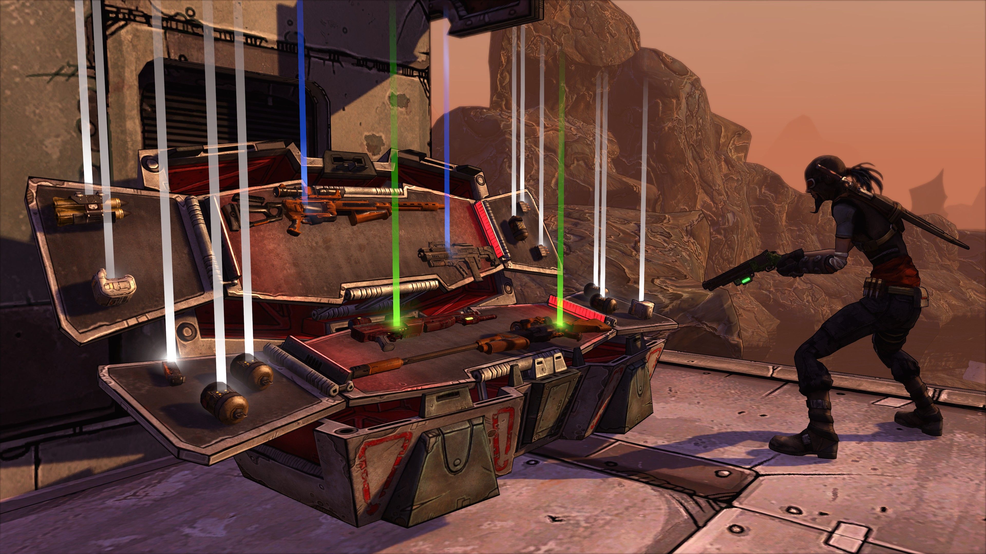 An open crate in Borderlands.