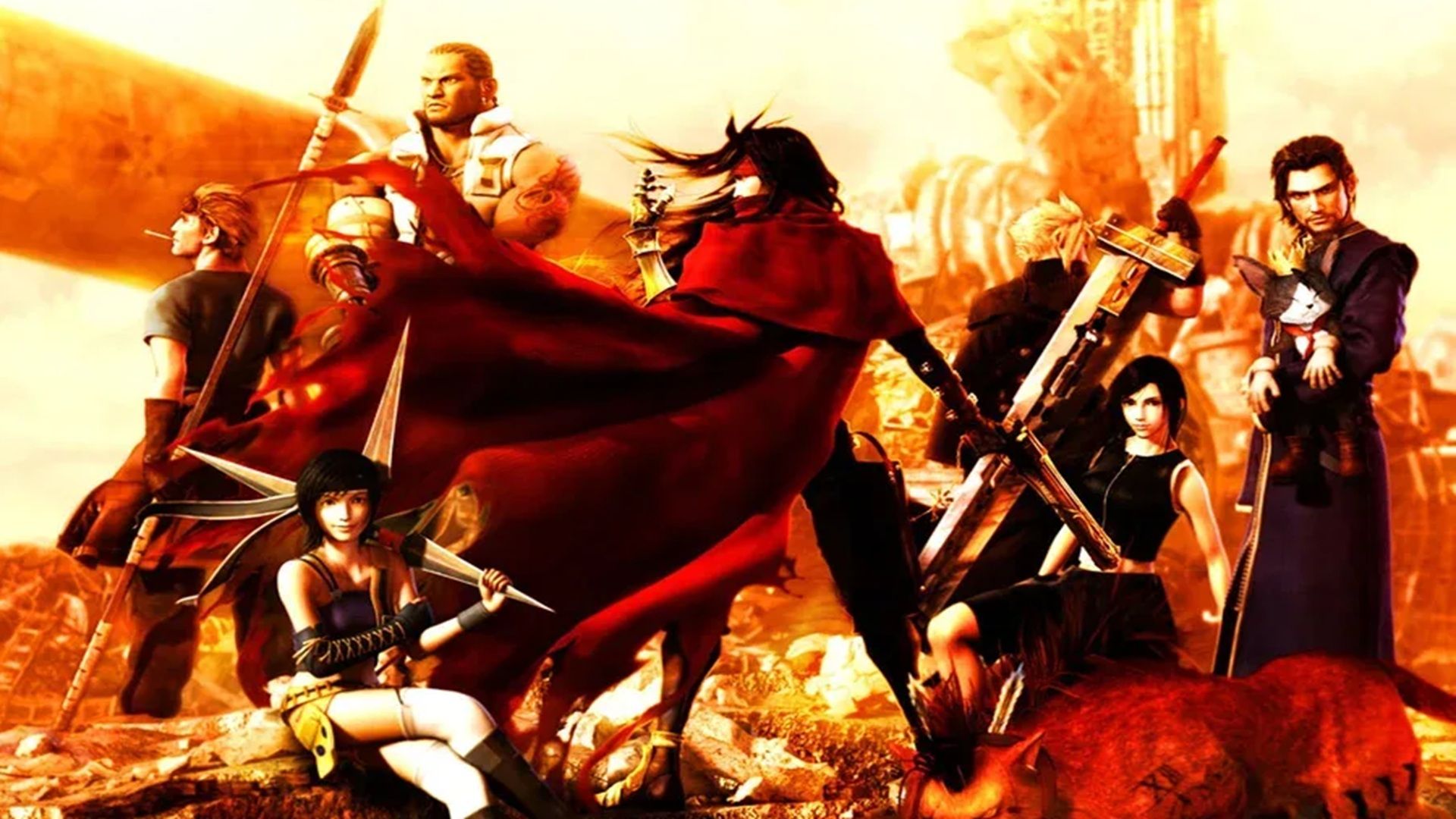 A shot of Vincent and the heroes in Dirge of Cerberus: Final Fantasy VII