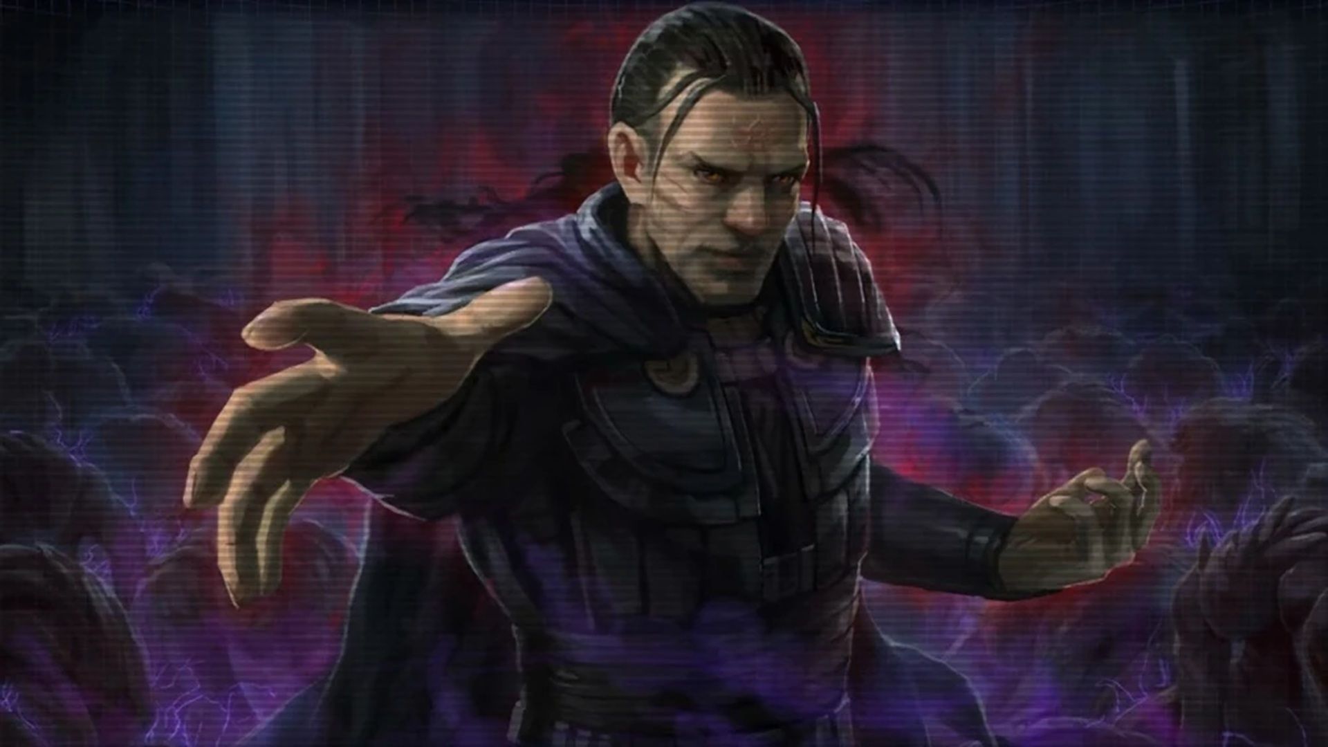 A shot of Exar Kuun as he appears in a hologram during Star Wars The Old Republic