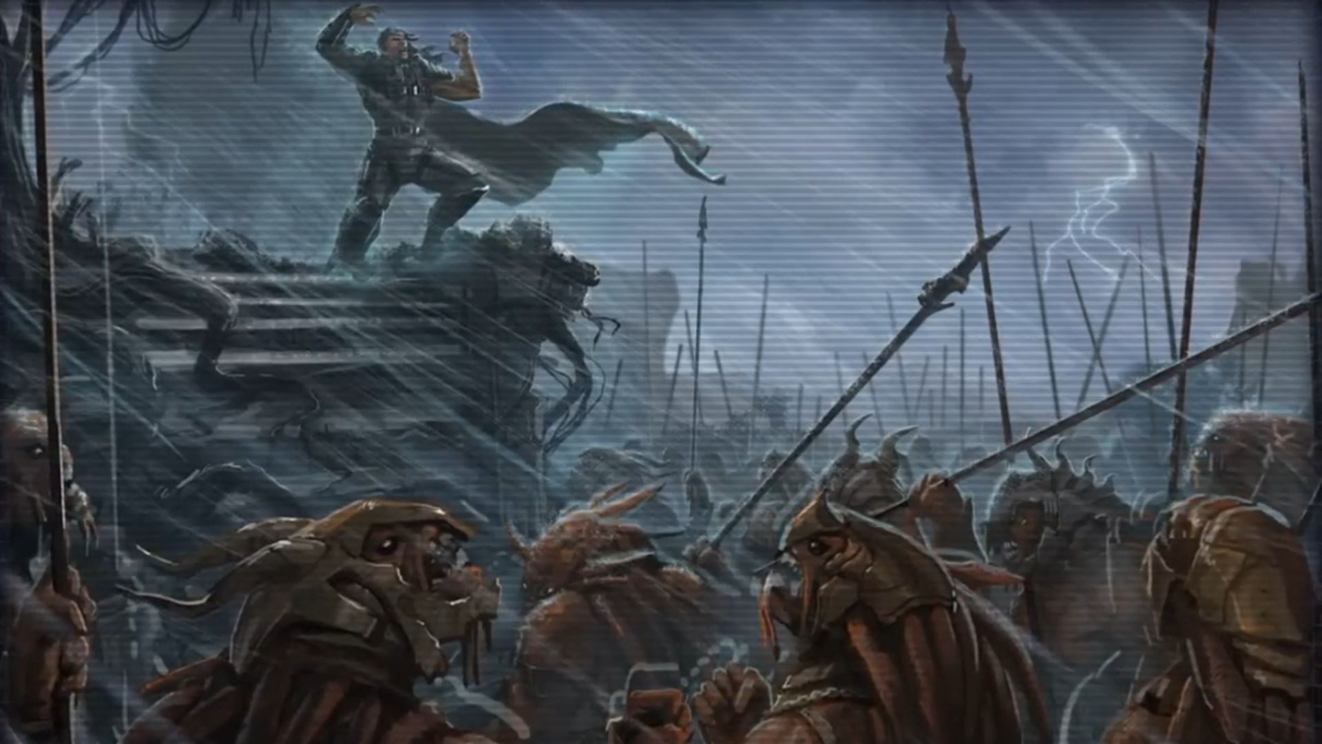 Exar Kuun gathering a Sith army during a holorecording in Star Wars The Old Republic