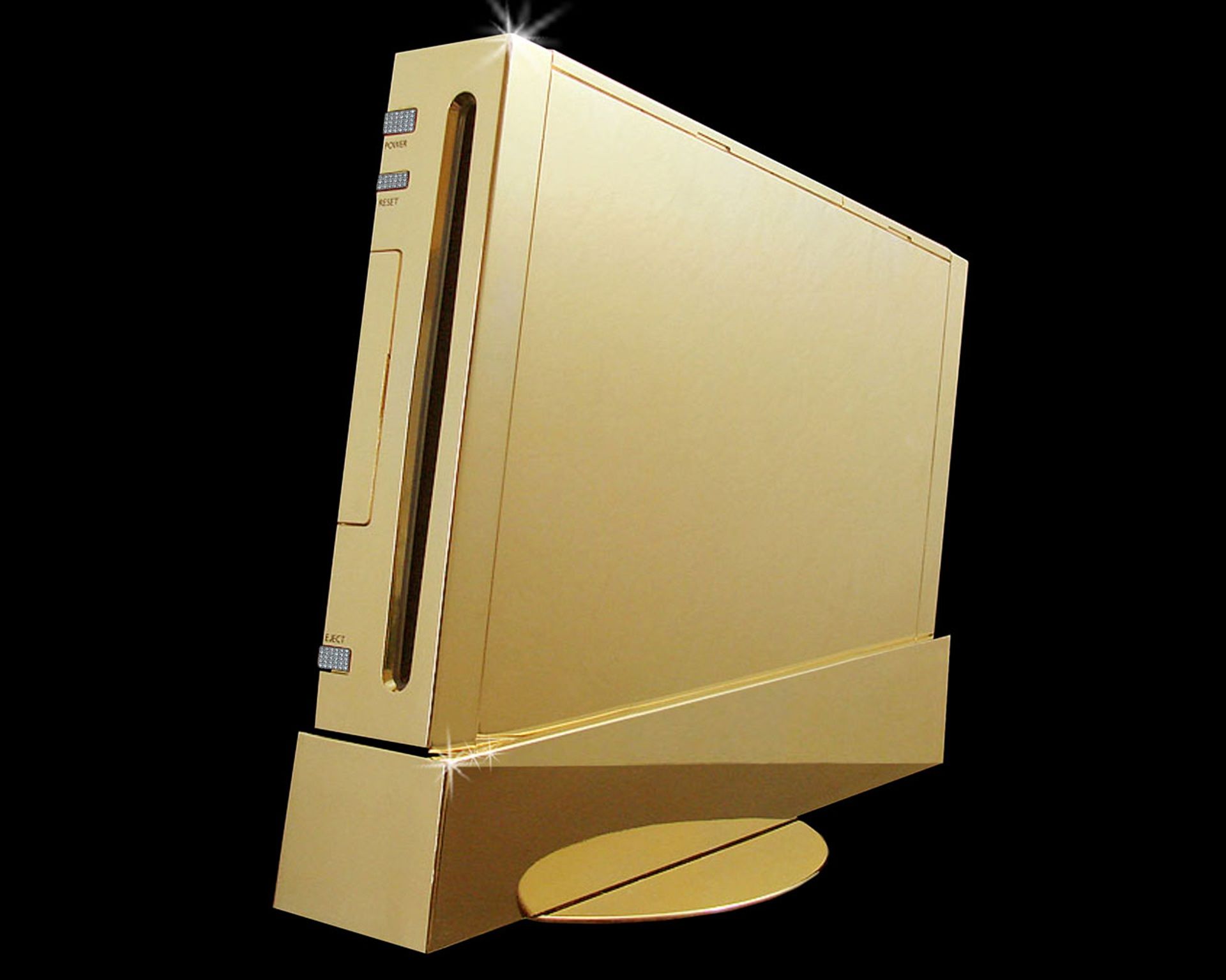 A shot of the Nintendo Wii Supreme gold console