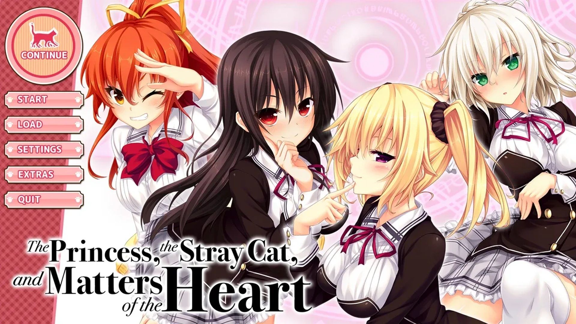 A screenshot of the main menu for Nora Princess And Stray Cat Heart