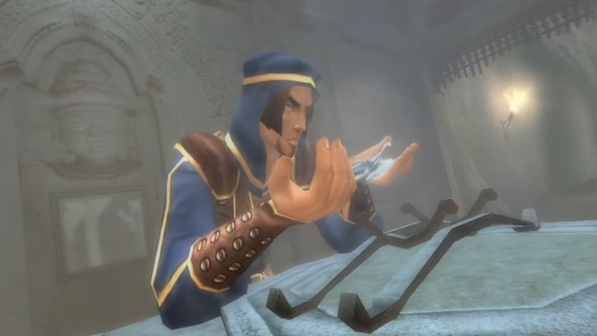 A screenshot of the Dagger of Time being found in Prince of Persia: The Sands of Time