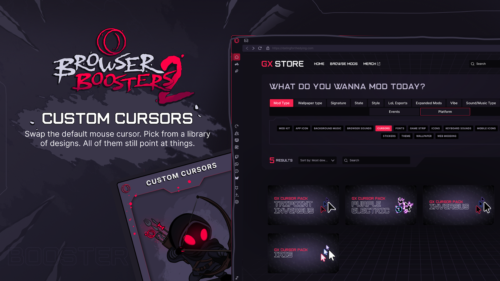Opera GX Custom Cursors feature