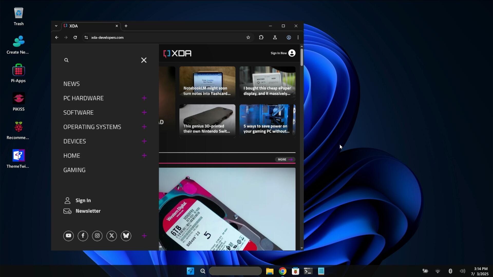 Windows 11 Tema oscuro en el sistema operativo Twister