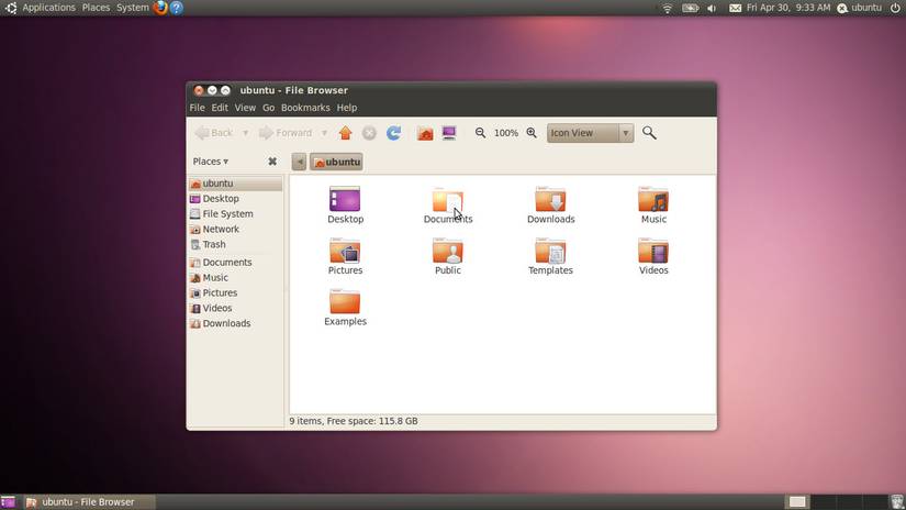 File Explorer opened in Ubuntu 10.04 LTS