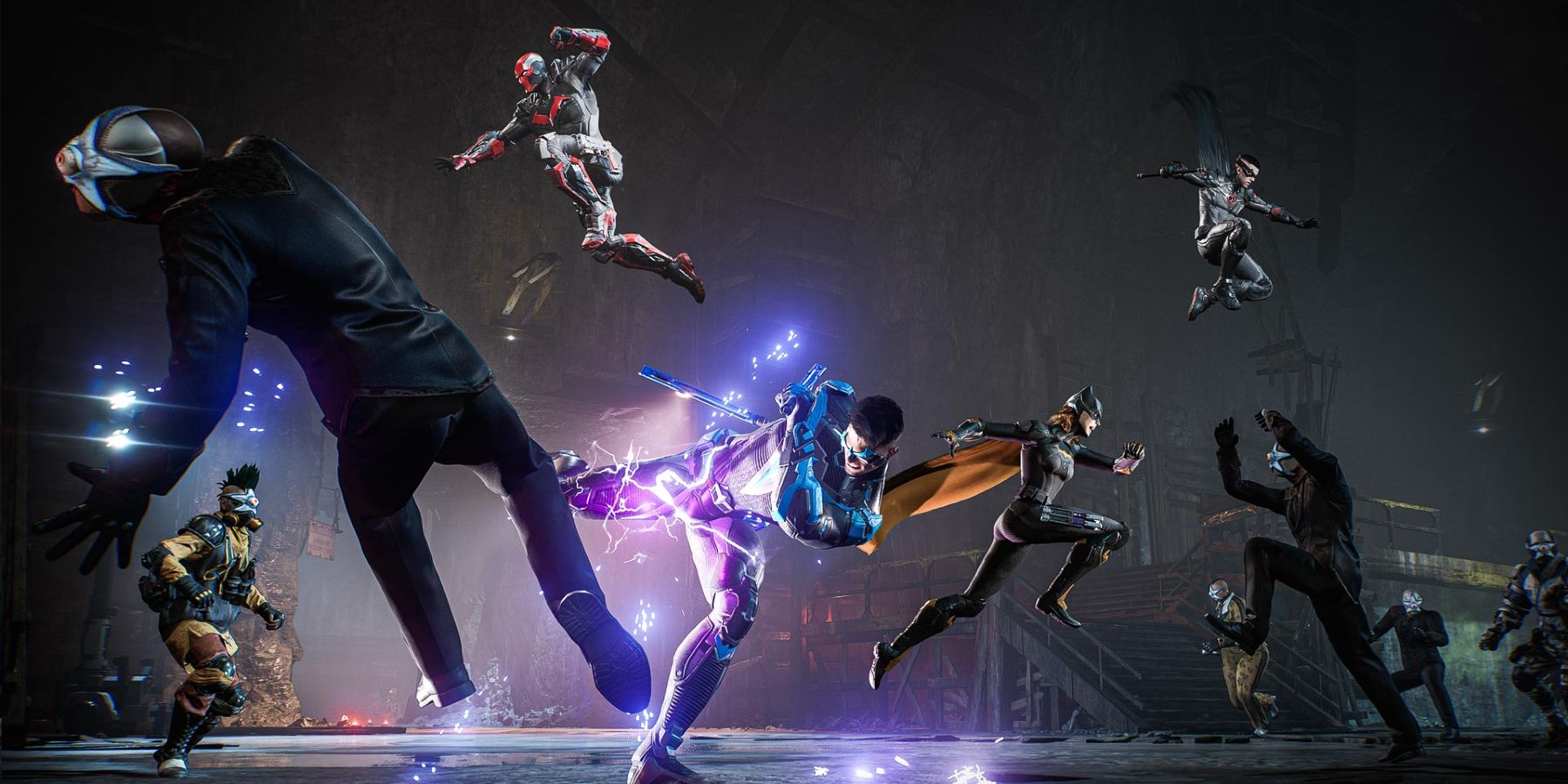 A screenshot of co-op gameplay in Gotham Knights
