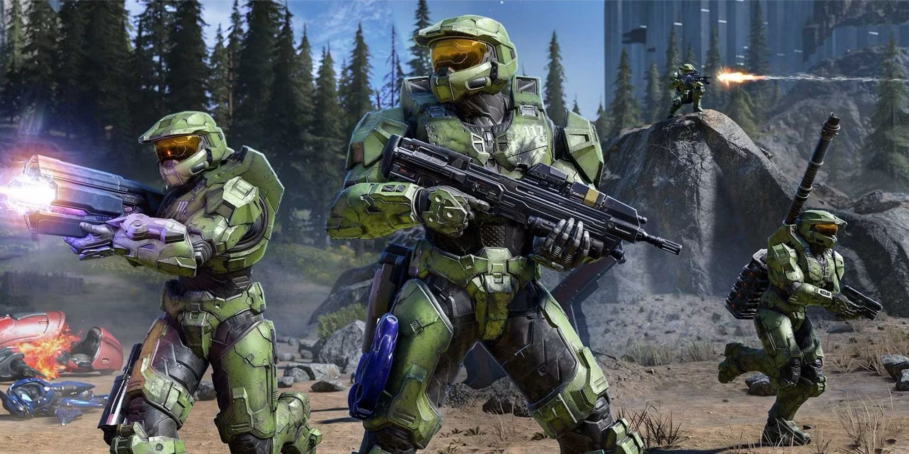 Spartans durante el combate en Halo Infinite