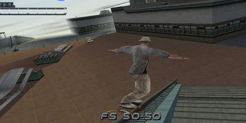 tony hawk pro skater 2 grinding on a rail