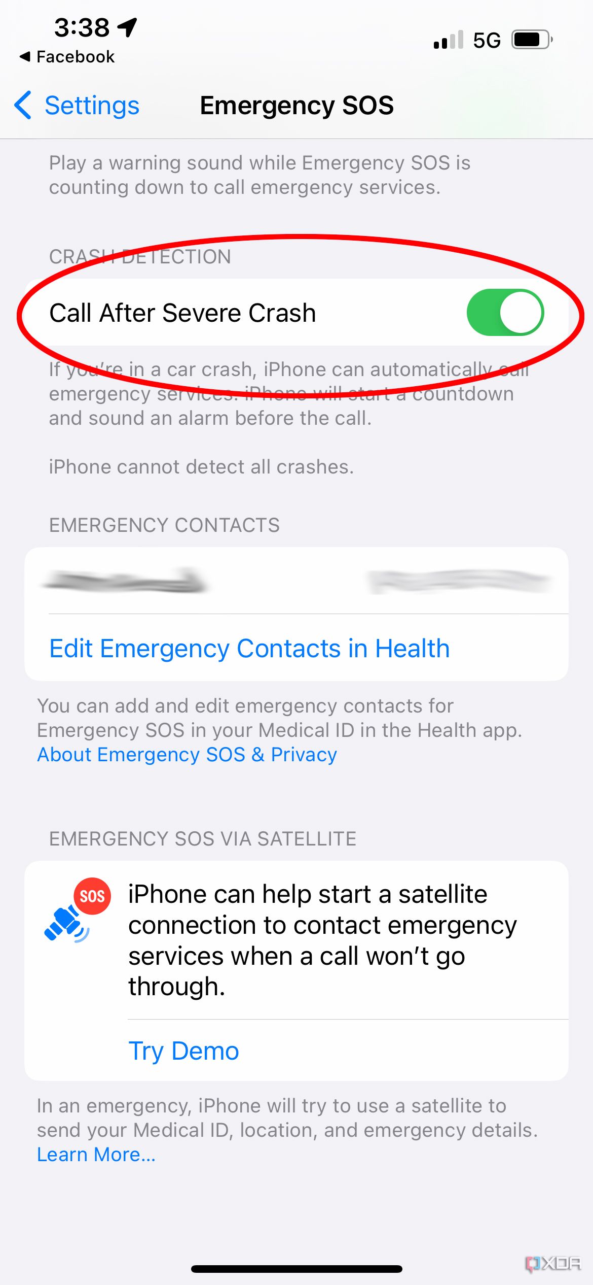 iphone emergency sos severe crash