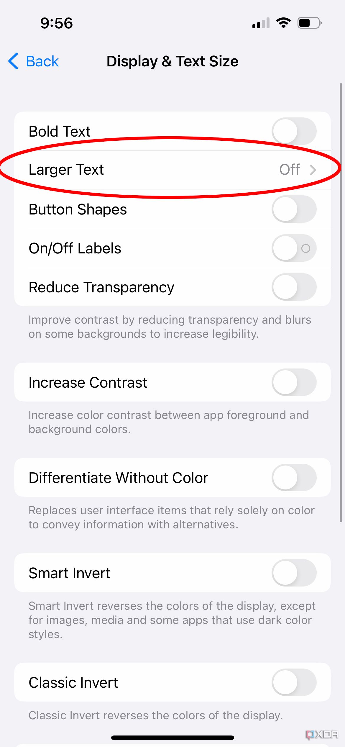 how to change the display size on my iphone